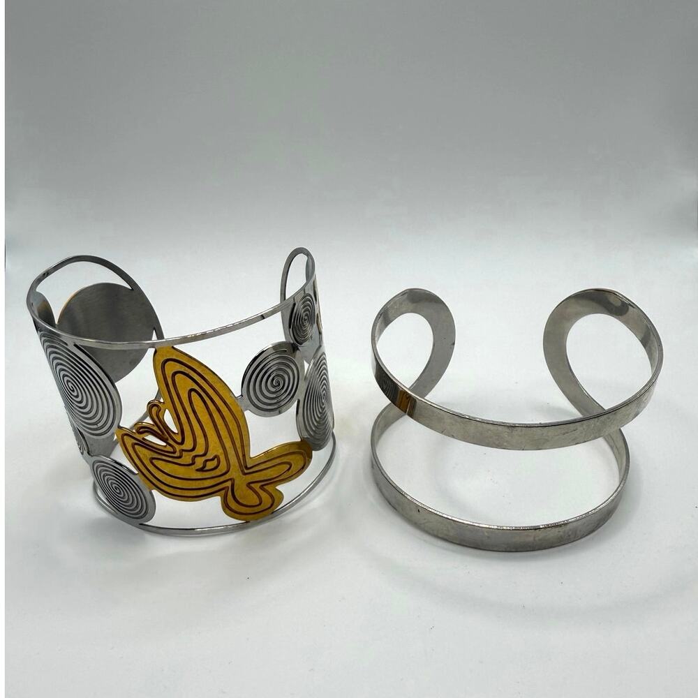 Gold Tone Statement Cuff Bracelet Set | 3 Piece Fashion Stack